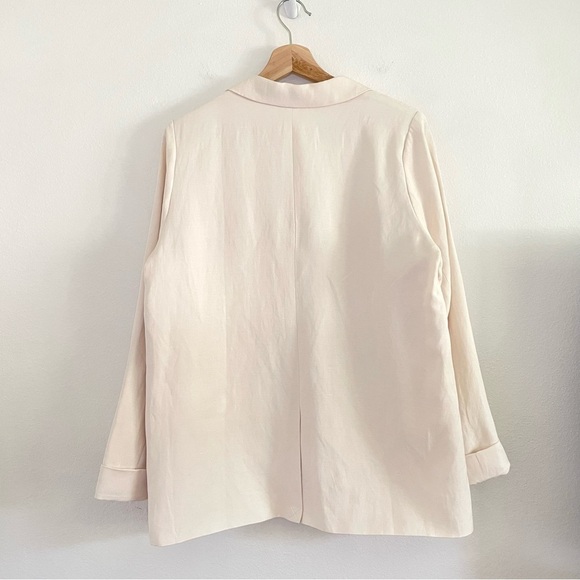 Cami NYC Owen Blazer Silk Linen Notch Lapel Button Front Jacket Ceramic Ivory XL - Picture 5 of 16